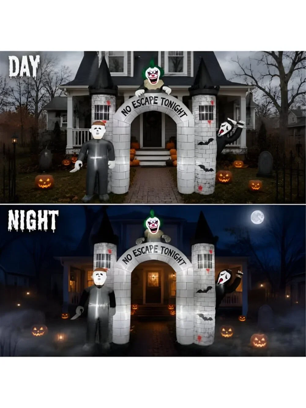 10FT Halloween Inflatable Archway Outdoor Decorations with Built-in LEDs